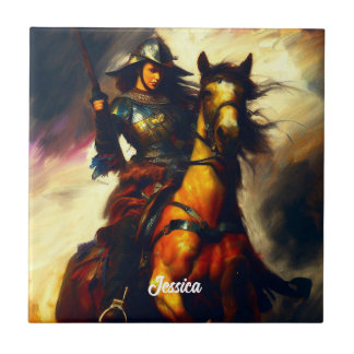 Beautiful Valkyrie on Horseback Tile