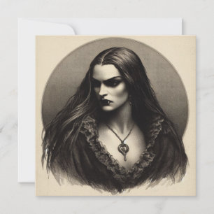 Beautiful Vampire Antique Illustration Card
