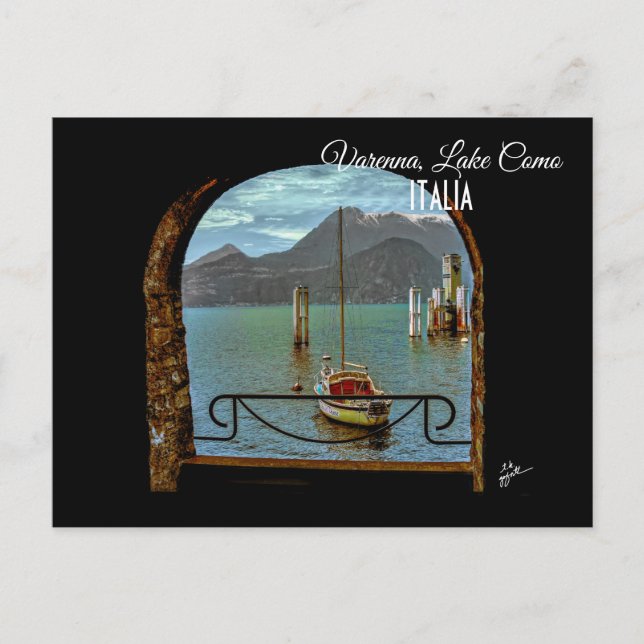 Beautiful Varenna Italy Boat Photography Postcard (Front)