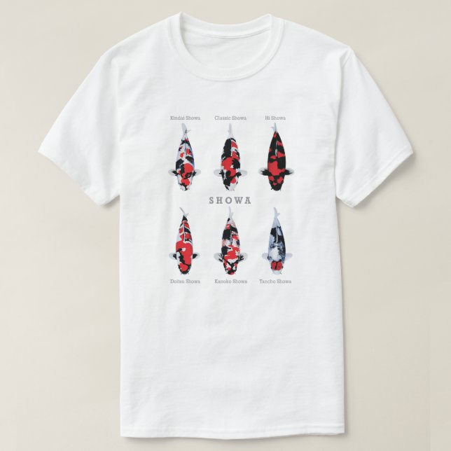 Beautiful Variety showa Koi Fish T-Shirt (Design Front)