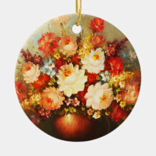 Beautiful vase of flowers art ceramic tree decoration