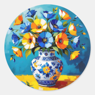 Beautiful Vase of Flowers Classic Round Sticker