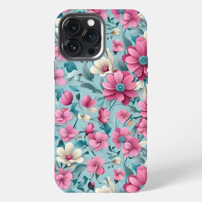 Beautiful Vector Floral Flowers Seamless Pattern  iPhone Case (Back)