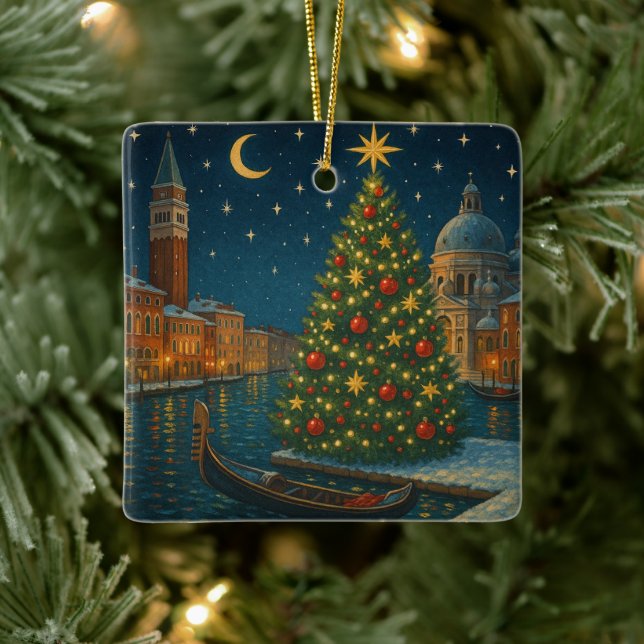 beautiful venice christmas ceramic ornament (Tree)