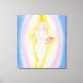Beautiful Venus Goddess with Lotus Flower Canvas Print