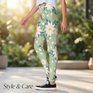 Beautiful Vibrant Daisy Floral Leggings