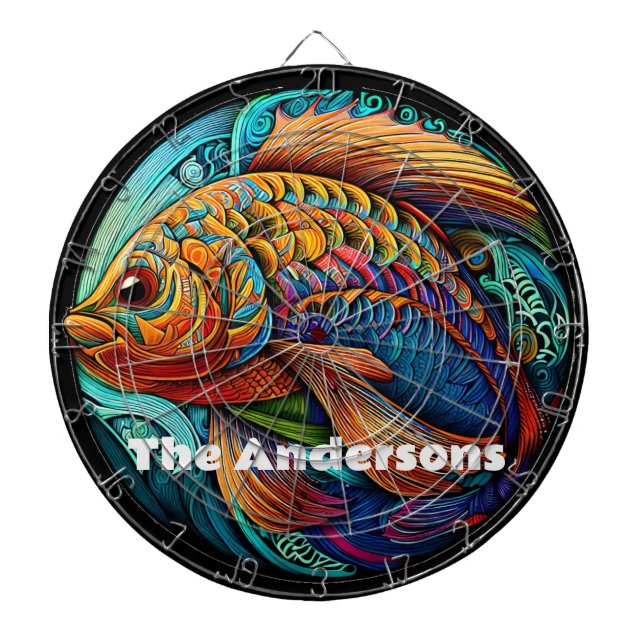 Beautiful Vibrant Fish Dartboard (Front)