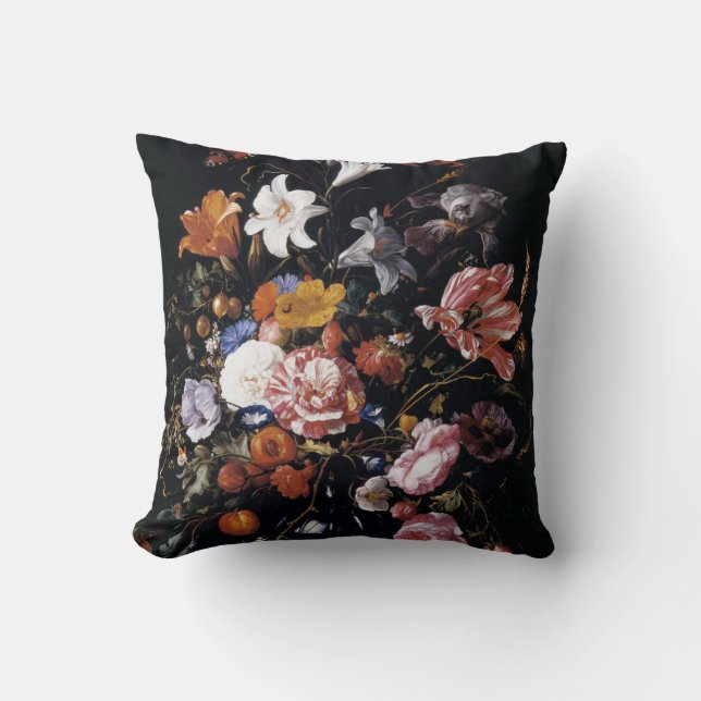 Beautiful vibrant floral art cushion (Front)