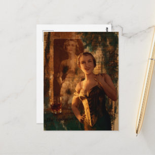 Beautiful Victorian Corset Woman Collage Postcard