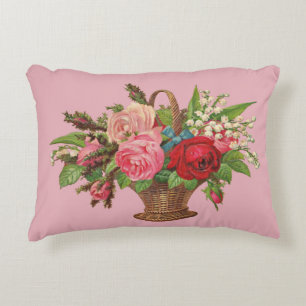 beautiful Victorian flower basket Decorative Cushion