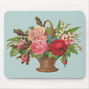 beautiful Victorian flower basket print Mouse Pad