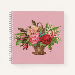 beautiful Victorian flower basket print Notebook