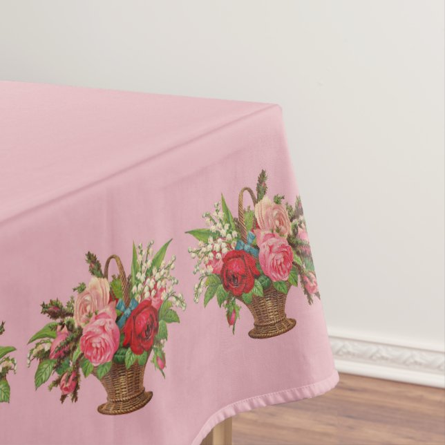 beautiful Victorian flower basket print Tablecloth (In Situ)