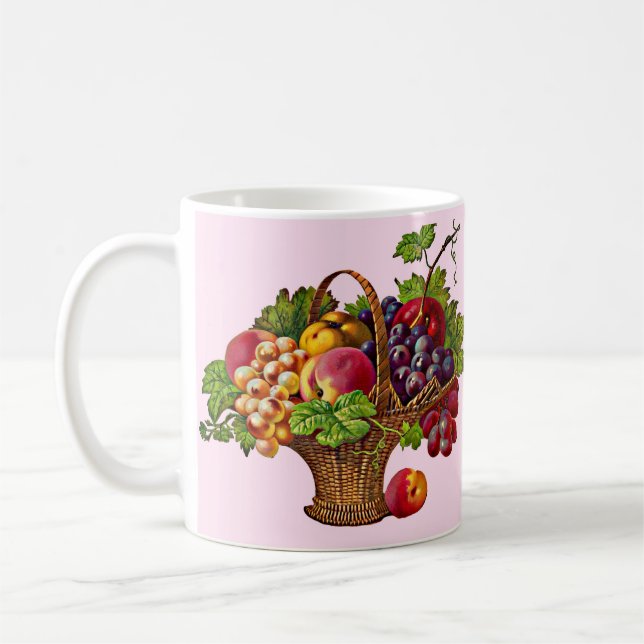 beautiful Victorian fruit basket print Coffee Mug (Left)