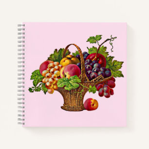 beautiful Victorian fruit basket print Notebook