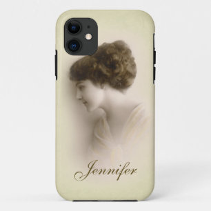 Beautiful Victorian Lady Portrait with Name iPhone 11 Case