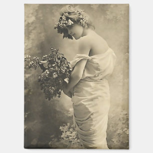 Beautiful Victorian Lady with cut flowers Magnet