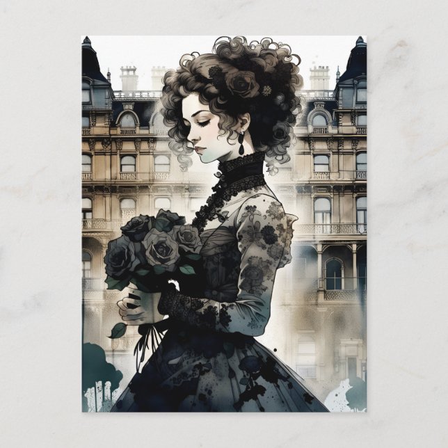 Beautiful Victorian Woman Postcard (Front)
