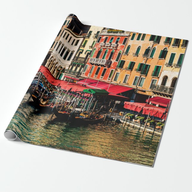 Beautiful view of water street and old buildings i wrapping paper (Unrolled)