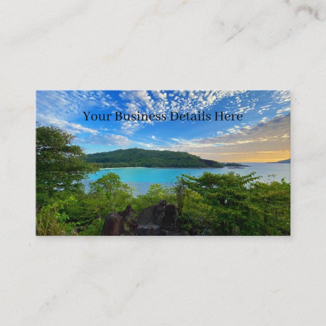 Beautiful View Scenic Tropical Seychelles Island Business Card (Front)