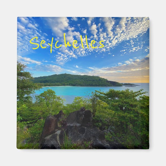 Beautiful View Scenic Tropical Seychelles Island Magnet (Front)