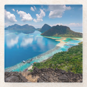 Beautiful View Top of Bohey Dulang Island Glass Coaster
