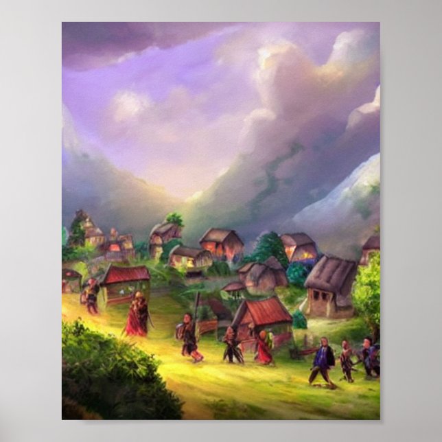 Beautiful Village Digital Art Poster (Front)