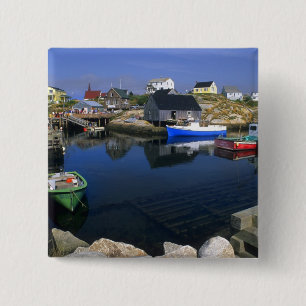 Beautiful village of Peggy's Cove with harbour 15 Cm Square Badge