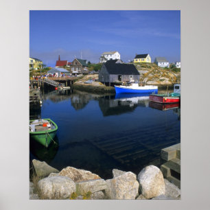 Beautiful village of Peggy's Cove with harbour Poster