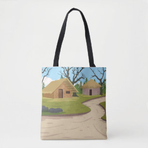 Beautiful village with farmlands tote bag