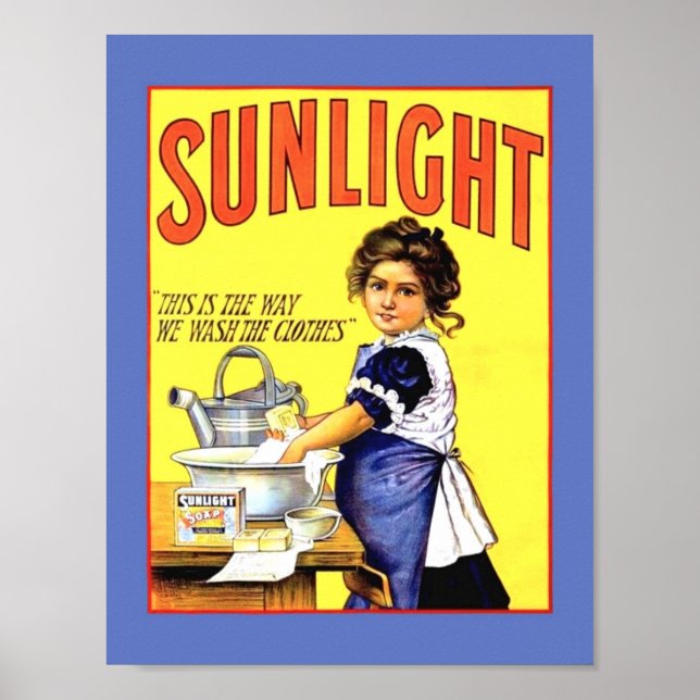 Beautiful Vintage 1889 Sunlight Laundry Soap Girl Poster (Front)