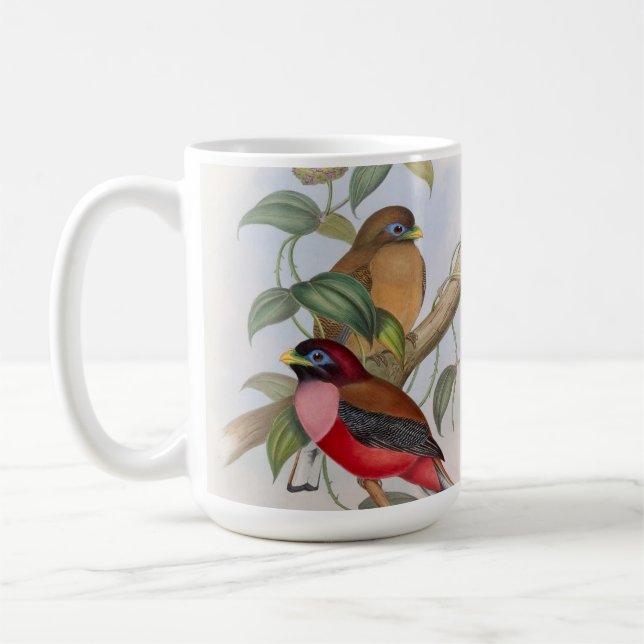 Beautiful Vintage Bird Illustration Mug (Left)