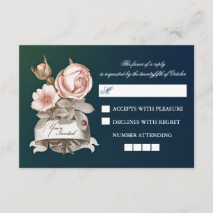 beautiful vintage blue wedding RSVP cards