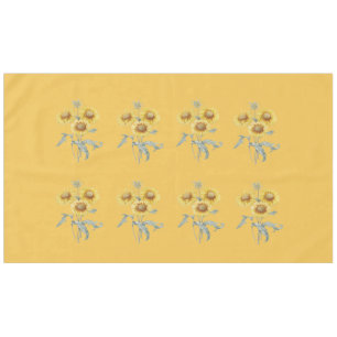 Beautiful vintage botanical art sunflowers yellow tablecloth