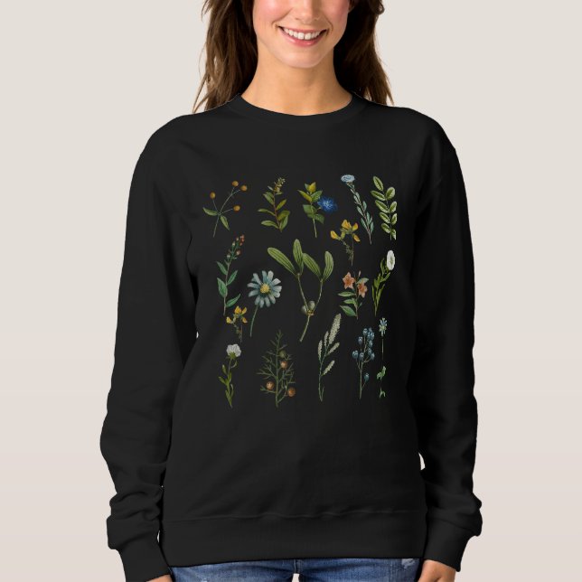 Beautiful Vintage Botanical Floral WildFlower Girl Sweatshirt (Front)