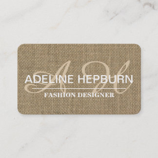 Beautiful, Vintage Burlap Appointment Monogram Card