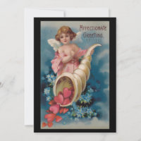 Beautiful Vintage Cherub Pouring Hearts Cornocopia