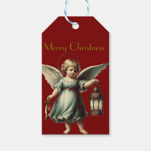  Beautiful Vintage Christmas Angel and Lantern Gift Tags