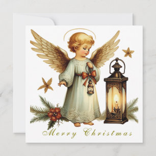 Beautiful Vintage Christmas Angel  Flat Card