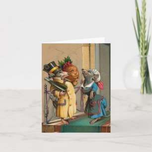 Beautiful Vintage Christmas Mice Mouse Card
