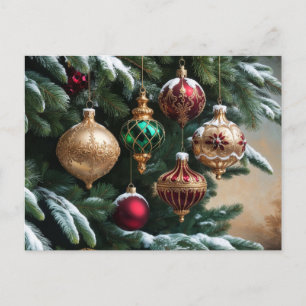 Beautiful Vintage Christmas Ornaments Holiday Postcard