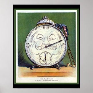Beautiful Vintage Clock Poster 1909 Politics