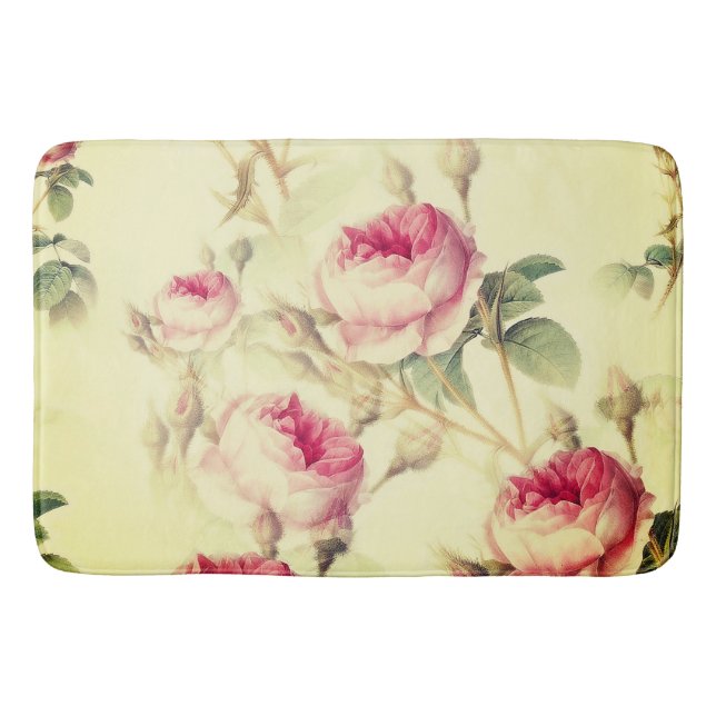 Beautiful Vintage Floral Bath Mat (Front)
