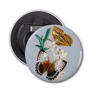 Beautiful Vintage Floral Butterfly Illustration Bottle Opener