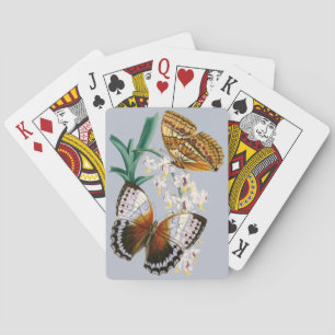 Beautiful Vintage Floral Butterfly Illustration Playing Cards