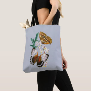 Beautiful Vintage Floral Butterfly Illustration Tote Bag
