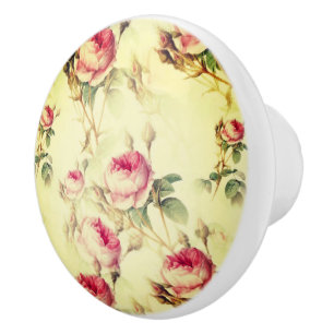 Beautiful Vintage Floral Ceramic Knob