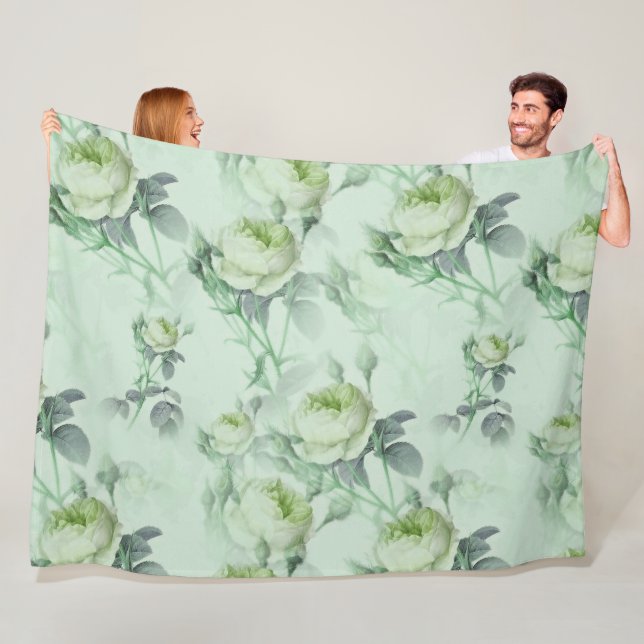 Beautiful Vintage Floral Fleece Blanket (In Situ)