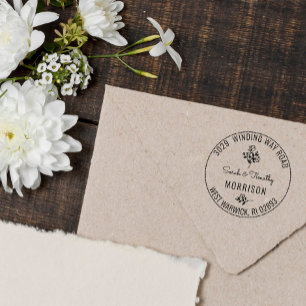 Beautiful Vintage Floral Name & Address Rubber Stamp