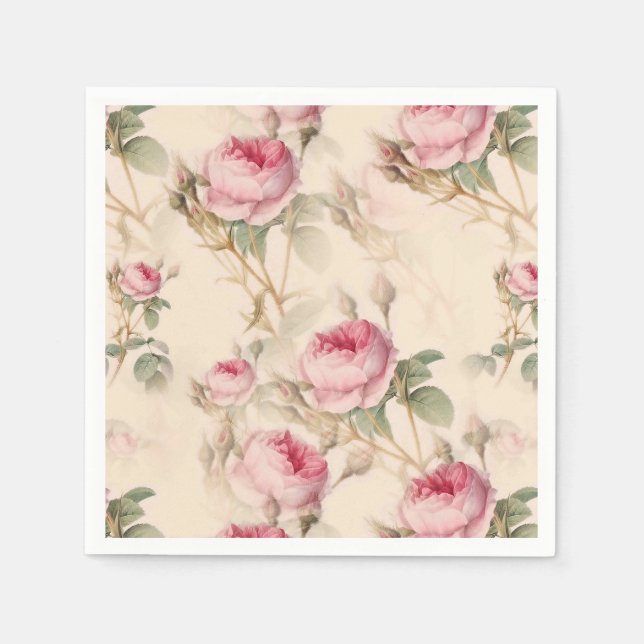 Beautiful Vintage Floral Napkin (Front)